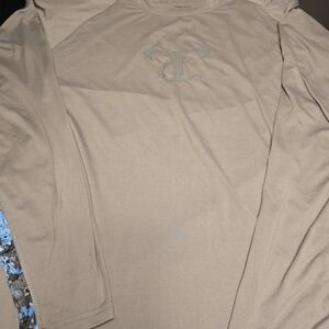 Long-Sleeve Crew Tee in Taupe with Subtle Logo